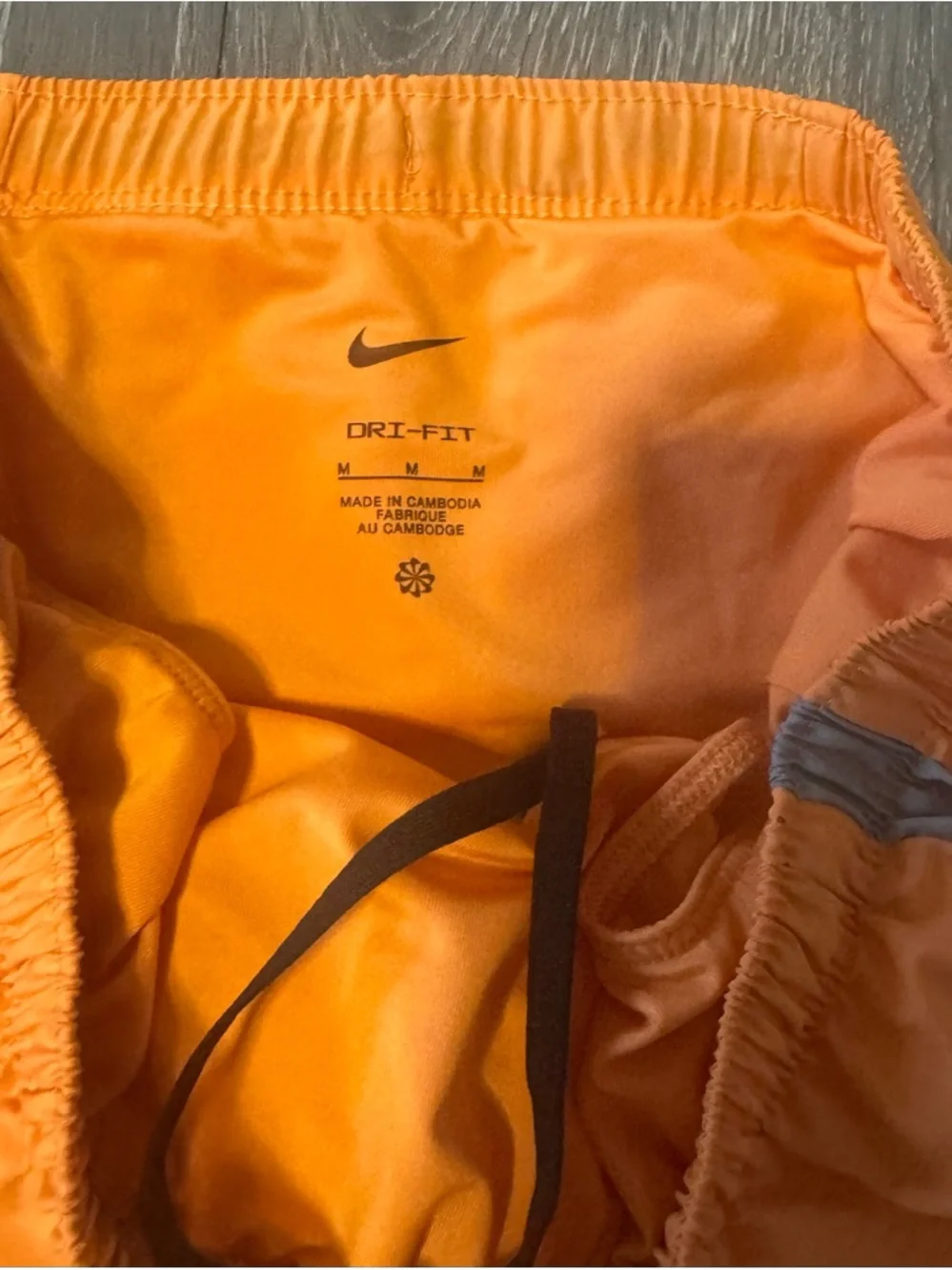 Nike Men’s Orange Athletic Shorts with Gray Contrast Panel Size Medium